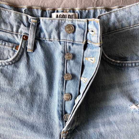 AGOLDE long denim cut-off shorts (Aritzia) - Picture 6 of 15